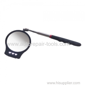 3-1/6'' Dia.Round Inspection Mirror W/3 Led Lights