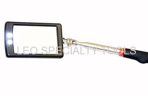 Telescopic Inspection Mirror With 2 Bright LEDs Extends 29-87cm